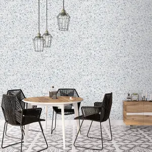 Galerie Evergreen Blue Mica Terrazzo Smooth Wallpaper