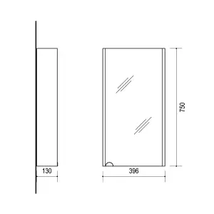 Bathroom Mirror Cabinet Mirrored Wall Unit 400mm Cupboard Black Grey Ash Avir