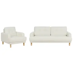 Fabric Living Room Set Off-White TUVE