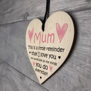 I Love You Mum Wood Heart Mothers Day Birthday Gift For Mum From Daughter Son