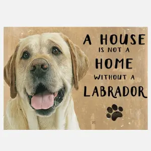 20cm metal Golden Labrador 'A House is not a Home' hanging sign