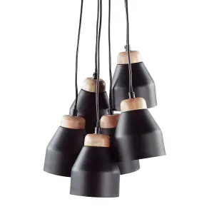 6 Light Pendant Lamp Black CESTOS