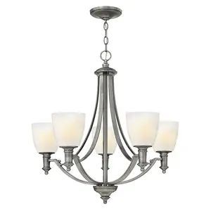 Elstead Truman 5 Light Multi Arm Chandelier Antique Nickel Finish, E27