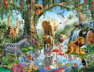 Walltastic Jungle Lake Multicolour Smooth Wallpaper Mural 8ft high x 10ft wide