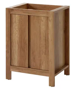 Bathroom Furniture Set: 600 Vanity Sink Freestanding Unit with Wall Mirror Oak Effect Classic