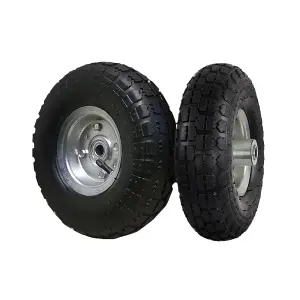 2 x 10" Pneumatic Tyre 5.2/7.5-4, 370x55 mm Replacement Wheel for Wheelbarrow Sack Truck Hand Trolley Cart, Black Tyres