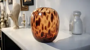 Leopard         Print         Glass         Vase         26cm