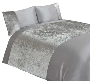 Crushed Velvet Silver King Duvet Cover Set