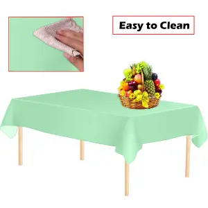 Green Plastic Table Cover, Disposable Wipe Clean Waterproof Tablecloth - 54"x72"