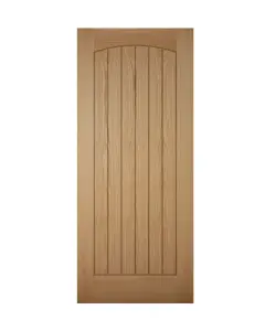 Unglazed Cottage Wooden White oak veneer External Front door, (H)2032mm (W)813mm