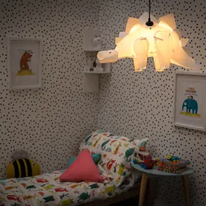 ValueLights Children's White Stegosaurus Dinosaur Jurassic Bedroom Ceiling Pendant Light Shade