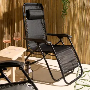 2 Pack Garden Zero Gravity Patio Sun Lounger Folding Chair