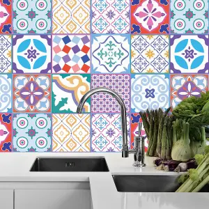 24 Pieces 15x15cm Classic Moroccan Colourful Mixed 1 Tile Stickers