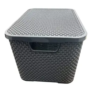 1 x Rattan Effect Grey Home Office Laundry Storage Basket