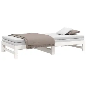 Berkfield Pull-out Day Bed White 2x(100x200) cm Solid Wood Pine