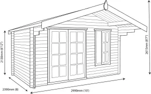 Shire Cannock 10x8 ft & 1 window Apex Wooden Cabin - Assembly service included