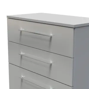 Chester 4 Drawer Deep Chest in Uniform Grey Gloss & Dusk Grey (Ready Assembled)