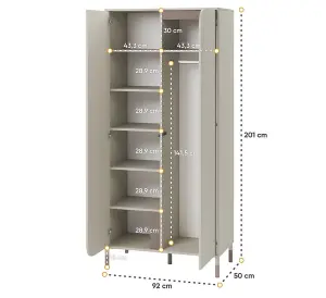 Harmony 01 Hinged Wardrobe in Cashmere & Truffle - 920mm x 2010mm x 500mm - Sleek Organisation with Push-to-Open