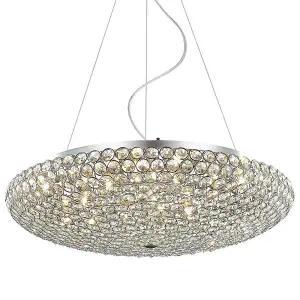 Luminosa Classic Hanging Pendant Chrome 12 Light  with Crystal Shade, G9