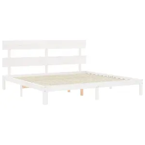 Berkfield Bed Frame with Headboard White 200x200 cm Solid Wood