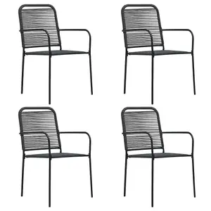 Berkfield Garden Chairs 4 pcs Cotton Rope and Steel Black