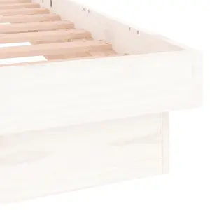 Berkfield LED Bed Frame without Mattress White Single Solid Wood