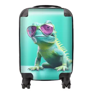 Happy Splashart Iguana Wearing Glasses Suitcase - Small