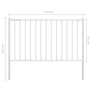 Berkfield Fence Panel with Posts Powder-coated Steel 1.7x0.75 m White