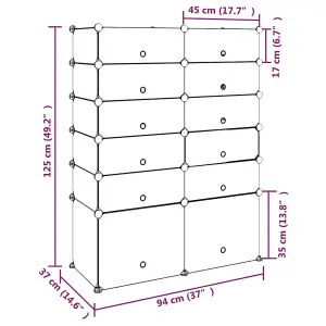 Berkfield Shoe Rack Black 94x37x125 cm PP