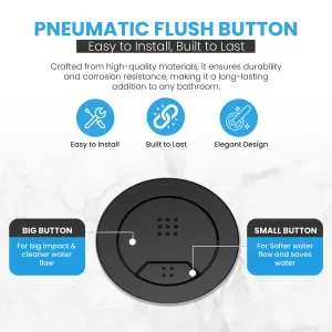 Toilet Flush Button Replacement - Dual Button Toilet Flush Buttons - Pneumatic Technology - Fingerprint Resistant