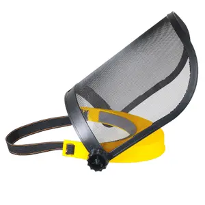 SPARES2GO Full Face Protective Shield Strimming Trimming Chainsaw Garden Metal Mesh Visor (One Size, Adjustable Headband)