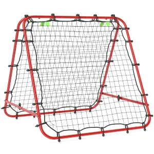 HOMCOM Rebounder Net Football Target Goal with Adjustable Angles, Red