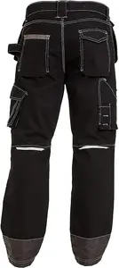 SSS Mens Work Trousers Mens Holster Pockets with Knee Pad Black Cargo Pants 40in Waist - 34in Leg.