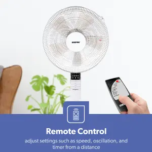 Geepas 16" Pedestal Fan with Remote Control 60W Free-Standing Oscillating Cooling Fan