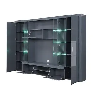 Roma Entertainment Unit Grey With High Gloss Fronts And LED