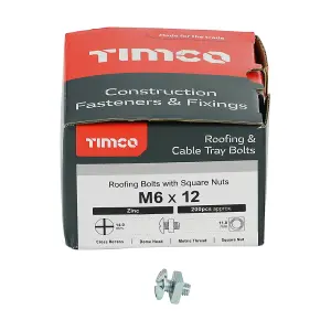 TIMCO Roofing Bolts & Square Nuts Silver - M6 x 12