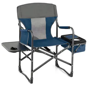 Costway Camping Directors Chair Portable Folding Camp Chair with Side Table & Cooler Bag