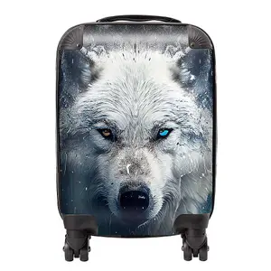 White Wolf Face Splashart Suitcase - Mini Cabin