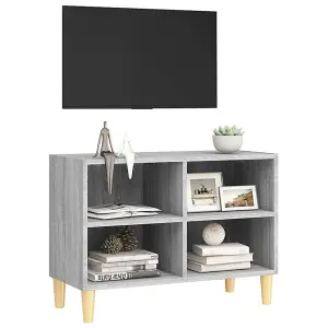 Berkfield TV Cabinet with Solid Wood Legs Grey Sonoma 69.5x30x50 cm