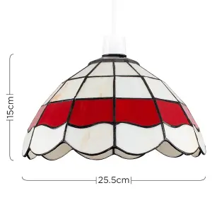 ValueLights Tiffany Style Traditional Red And Cream Pendant Light Shade