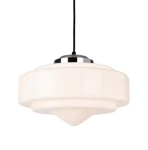 Luminosa Art Deco Pendant Light Chrome with Opal White Glass