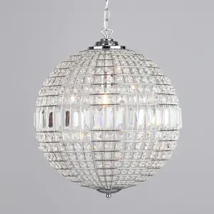 Litecraft Miley Chrome 1 Lamp Globe Ceiling Pendant Light