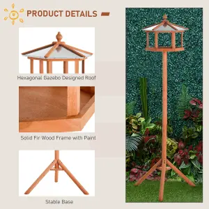 PawHut Bird Table Wooden Feeding Station with Stand for Garden Wooden 153cm