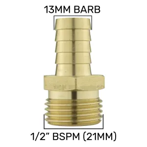 Solid brass pipe hosetails to male bsp thread for pumps,filters water features and fountains,13mm barb-1/2" bsp (21mm)