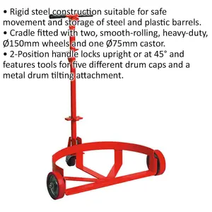 Heavy-Duty Drum and Barrel Trolley with Adjustable Handle