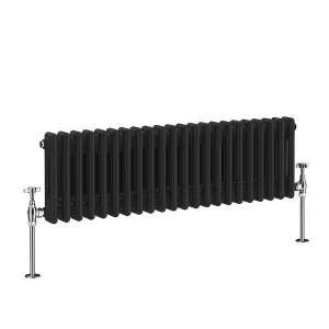 Right Radiators 300x1010 mm Horizontal Traditional 2 Column Cast Iron Style Radiator Black