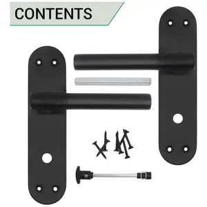 AFIT Matt Black Door Handles Bathroom T-Bar Door Handle on Backplate 175x42mm Bathroom Set