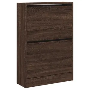 Berkfield Shoe Cabinet Brown Oak 60x21x87.5 cm Engineered Wood