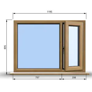 1195mm (W) x 895mm (H) Wooden Stormproof Window - 1/3 Right Opening Window - Toughened Safety Glass