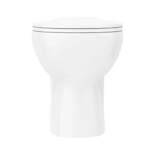 Nes Home Linton Back To Wall BTW Gloss White Round Ceramic Toilet Pan Soft Close Seat